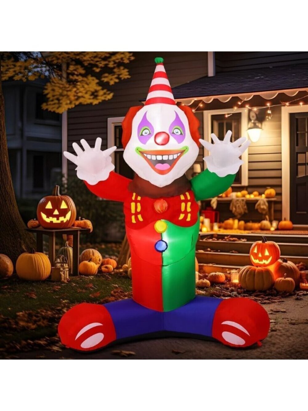 6.2ft Clown COMIN Halloween Inflatables Outdoor Decorations with Built-in LEDs